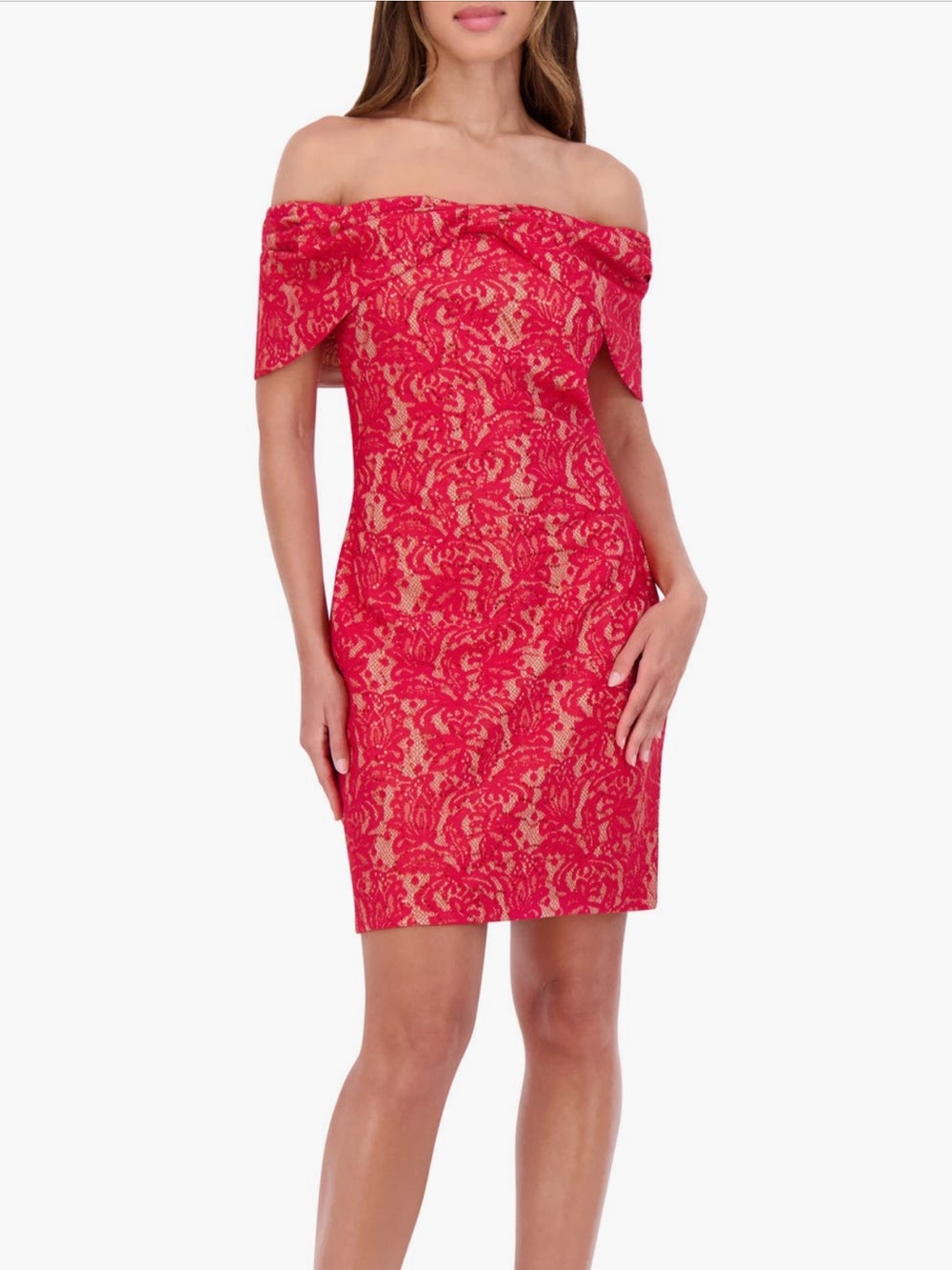 Kensie Red Lace and Sequin Dress